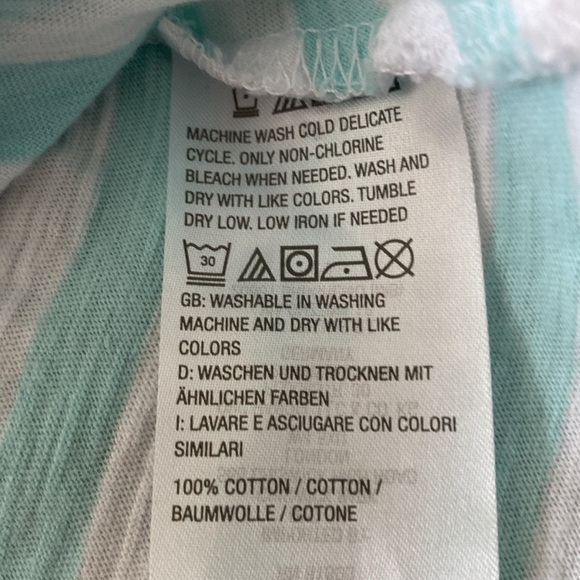 Jason Wu Tshirt, teal and white striped, size 1X, 100% cotton, Coastal. - Picture 3 of 4